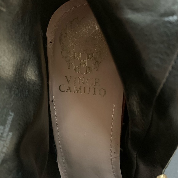 Vince Camuto Black Dolly Suede Booties Gold Button - Picture 6 of 7